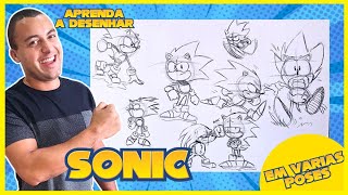 COMO DESENHAR O SONIC em Várias posiçõesposes  tutorial passo a passo [upl. by Annagroeg]