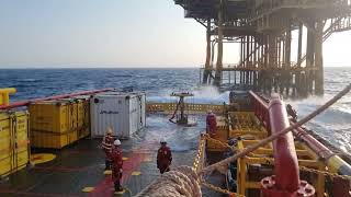 Approaching unmanned wellhead platform in bad weather  offshore Vietnam [upl. by Hazel162]