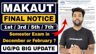 🤩Finally MAKAUT New Notice on 1st3rd5th7th Semester Exam Form  Exam Date amp Timetable Published [upl. by Duggan349]