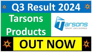 TARSONS PRODUCTS Q3 results 2024 TARSONS results today TARSONS PRODUCTS Share News  TARSONS Share [upl. by Liggitt]