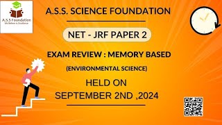 EXAM REVIEW MEMORY BASED 2 SEP 2024 ENVIRONMENTAL SCIENCE NTA NET JRF 2024 [upl. by Duma]