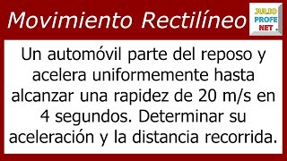 Movimiento rectilíneo uniformemente acelerado  Problema 1 [upl. by Gudren]