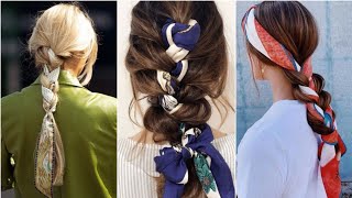 Most Amazing Braid with scarf hairstyles ideas For Beginners  Trenza con peinados con bufanda [upl. by Codel534]