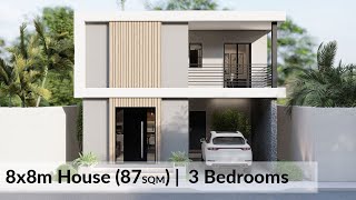 8x8m House Design  2 Story House with 3 Bedrooms [upl. by Eintruoc]