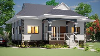 BUNGALOW HOUSE DESIGN WITH FLOOR PLAN l SMALL 3 BEDROOM HOUSE l SIMPLE YET ELEGANT [upl. by Powel809]