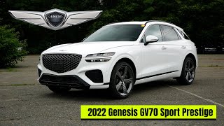 First Look At The 2022 Genesis GV70 Sport Prestige  Walk Around and Test Drive [upl. by Tiernan]