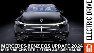 2024 Mercedes EQS Modellpflege mehr Reichweite höhere Anhängelast und der Stern ist zurück [upl. by Mohkos319]