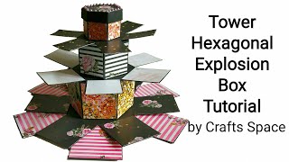 Tower Explosion Box Tutorial  Tower Hexagonal Explosion Box Tutorial  Valentine Day Card Ideas [upl. by Granny216]