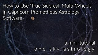 How to Use True Sidereal MultiWheels in Prometheus Astrology Software  A MiniTutorial [upl. by Dlonyer846]