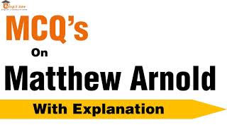 MCQ on Matthew Arnold  MCQ on UP PGT English  Matthew Arnold MCQ  MCQ on Matthew Arnold Works [upl. by Fanchette]