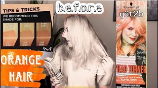 Dying my hair ORANGE Got 2b Schwarzkopf Head Turner Pastel Color Spray [upl. by Ellary750]