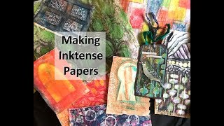 Inky Papers for my Stash  Inktense Blocks and Pencils with Stencils amp Mark Making [upl. by Teresina]