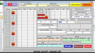 Personalverwaltung mit Excel Zeit erfassen berechnen auswertenavi [upl. by Ikeda]