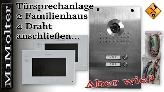 Video Türsprechanlage 2 Familienhaus 4 Draht anschließen  Rongtel Villa Intercom System M1Molter [upl. by Anilatsyrc925]