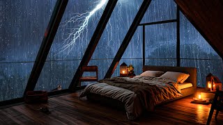 Regengeräusche zum einschlafen  Starker Regen und starkes Gewitter im nebliger Wald in der Nacht [upl. by Pillihpnhoj483]