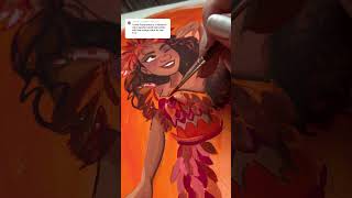 🧡Painting MOANA🧡  Differences Between Acryl Gouache and Gouache  Goauche Studies [upl. by Marozas627]