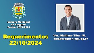 Requerimentos Vereador Giulliano Tibá 22102024 [upl. by Nanreik]