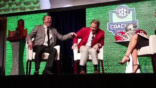 Hilarious exchange between Nick Saban Laura Rutledge and Kirby Smart [upl. by Bolanger]