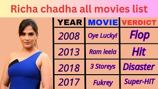 Richa chadha all movies list hit or flop  Richa chadha all movies verdict  Box office collection [upl. by Ierna608]