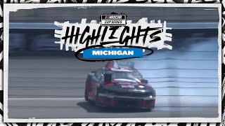 Corey LaJoie flips over after spin at Michigan [upl. by Eusoj]