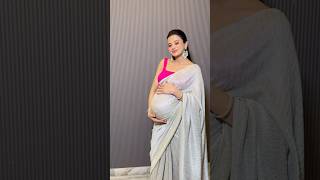 Grwm as a pregnant mom for this wedding season 🤍 saree pregnancy ootd momtobe [upl. by Ynnig558]