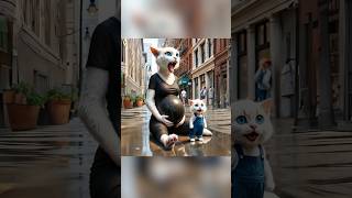 Pregnant cat labor pain on road cat catlover cattales catstoys kitten ai cute smartcat [upl. by Marl]