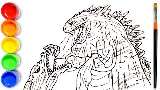 Godzilla vs King Ghidorah  How to draw Godzilla vs King Ghidorah  King Gidorah Last Fight [upl. by Acenahs179]