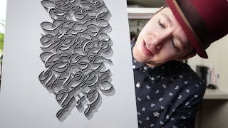 16 HOUR Hand Lined 3D Calligraphy Alphabet [upl. by Mullins]