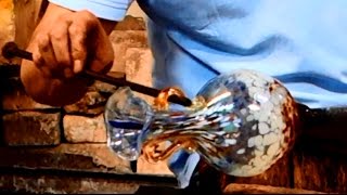 Murano Glass Blowing of a Flower Vase with 2 handles [upl. by Sondra]