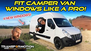 WE CUT WINDOWS INTO THIS VAN  CAMPER VAN CONVERSION [upl. by Ahsoyek812]