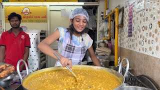 Muskan from Ahmedabad Serves Ghee Fried Ragda Patties  Indian Street Food [upl. by Ahsekahs]