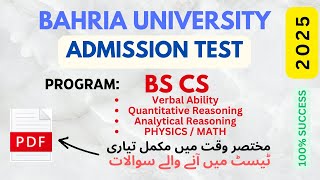 Bahria University BS Computer Science Admission Test Preparation  Past MCQS  2023 [upl. by Tham]