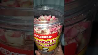 GRANDBISCO STRAWBERRY WAFER STICKS asmr sweet strawberrysticks youtubeshorts [upl. by Aicilanna]