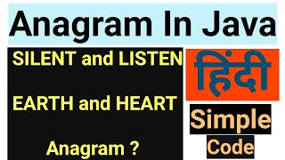 Program to Check Whether Two Strings are Anagrams in Java Anagram of a String placement question [upl. by Wynny]