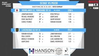 Liversedge CC 1st XI v Moorlands CC Yorkshire 1st XI [upl. by Darnell]