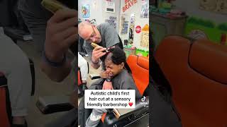 Autistic Childs First Haircut at Autism Friendly Barbershop autism haricut barber [upl. by February]