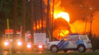 Huge Train Explosion In LacMégantic  Quebec [upl. by Anuaek]