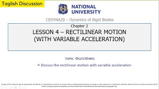 Dynamics of Rigid Bodies  Rectilinear Motion with Variable Acceleration [upl. by Swann]