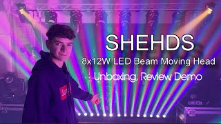 SHEHDS 8x12W LED Beam MovingHead Unboxing amp Review  Show [upl. by Pang]