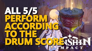 Perform according to the Drum Score Genshin Impact All 55 [upl. by Anaylil]