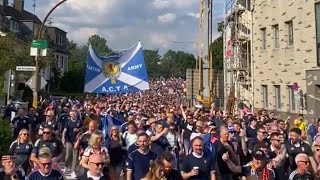 BIG Numbers of Scotland Fans March Through Cologne To Face Switzerland  Tartan Army [upl. by Nadirehs426]