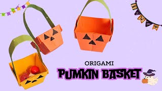 Halloween Origami Paper Pumpkin Basket for Candy amp Decoration [upl. by Annalise]