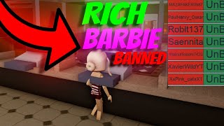 CAUGHT AND BANNED RICH BARBIE AUTOFARMING IN A PUBLIC IN DA HOOD [upl. by Alletse]