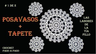 POSAVASOS a CROCHET y TAPETE de mesa FACIL Paso a Paso Vídeo 1 de 2 [upl. by Harrak798]