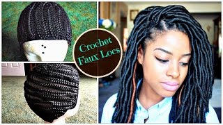 How to Install quotNatural Lookingquot Crochet Faux Locs on Braided Cap [upl. by Eldon]