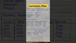 cv in English  curriculum vitae  cv writing in English  shorts [upl. by Kimberli752]