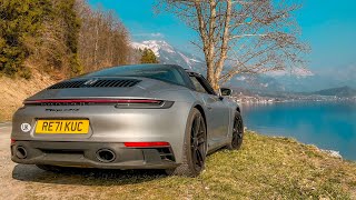 Porsche 911 Targa GTS 992 Review  London To Switzerland Roadtrip 🇨🇭 [upl. by Jenks]