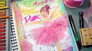 Dance mixed media art journal page [upl. by Egoreg697]