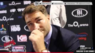 Eddie Hearn Goes a Few Verbal Rounds with Nestor Gibbs On Golovkin vs Brook Fight [upl. by Sankaran]