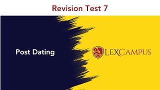 Revision test  7  Post dating [upl. by Recneps]